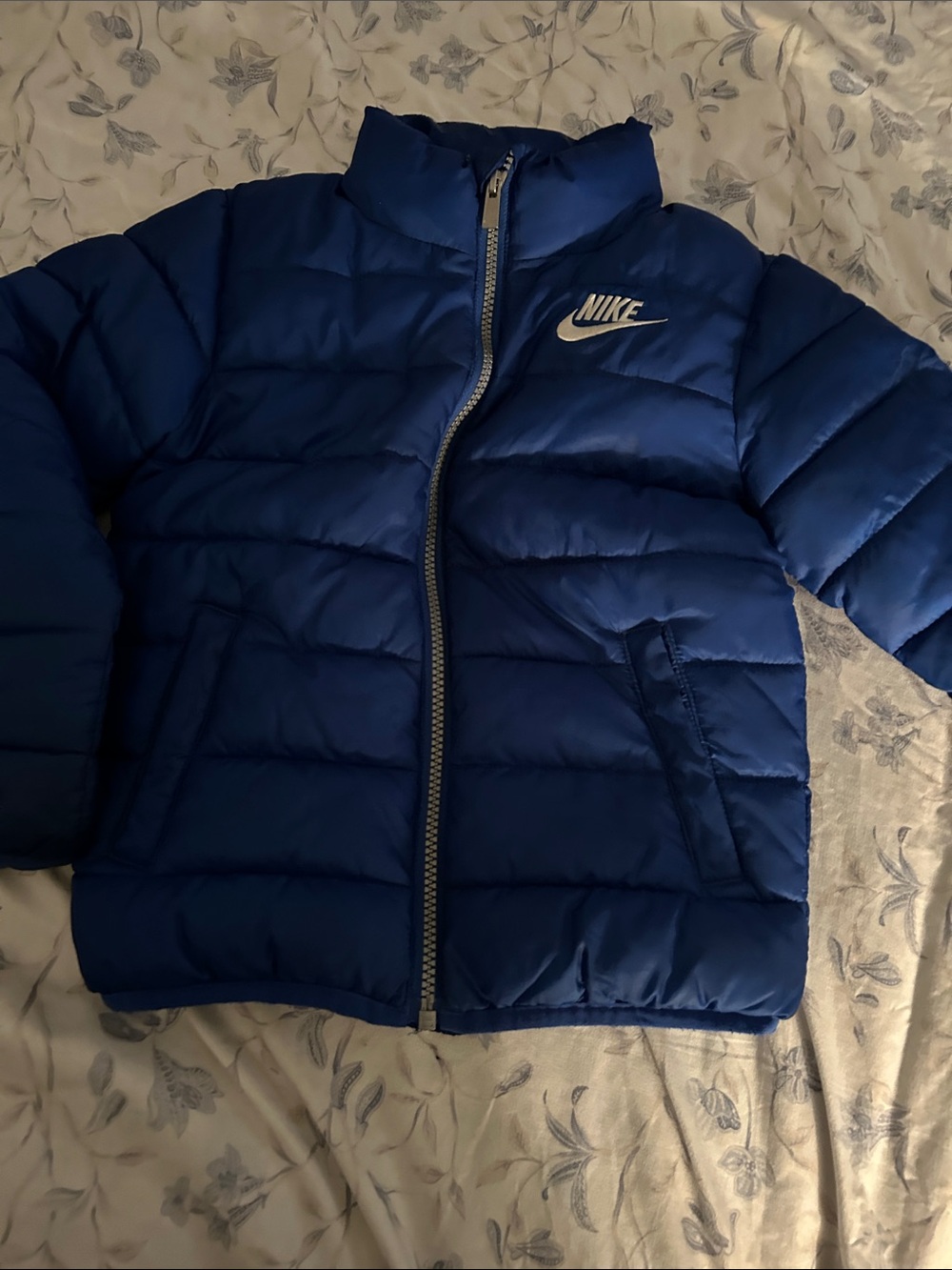 Nike Kids Royal Blue Puffer Jacket with White Logo